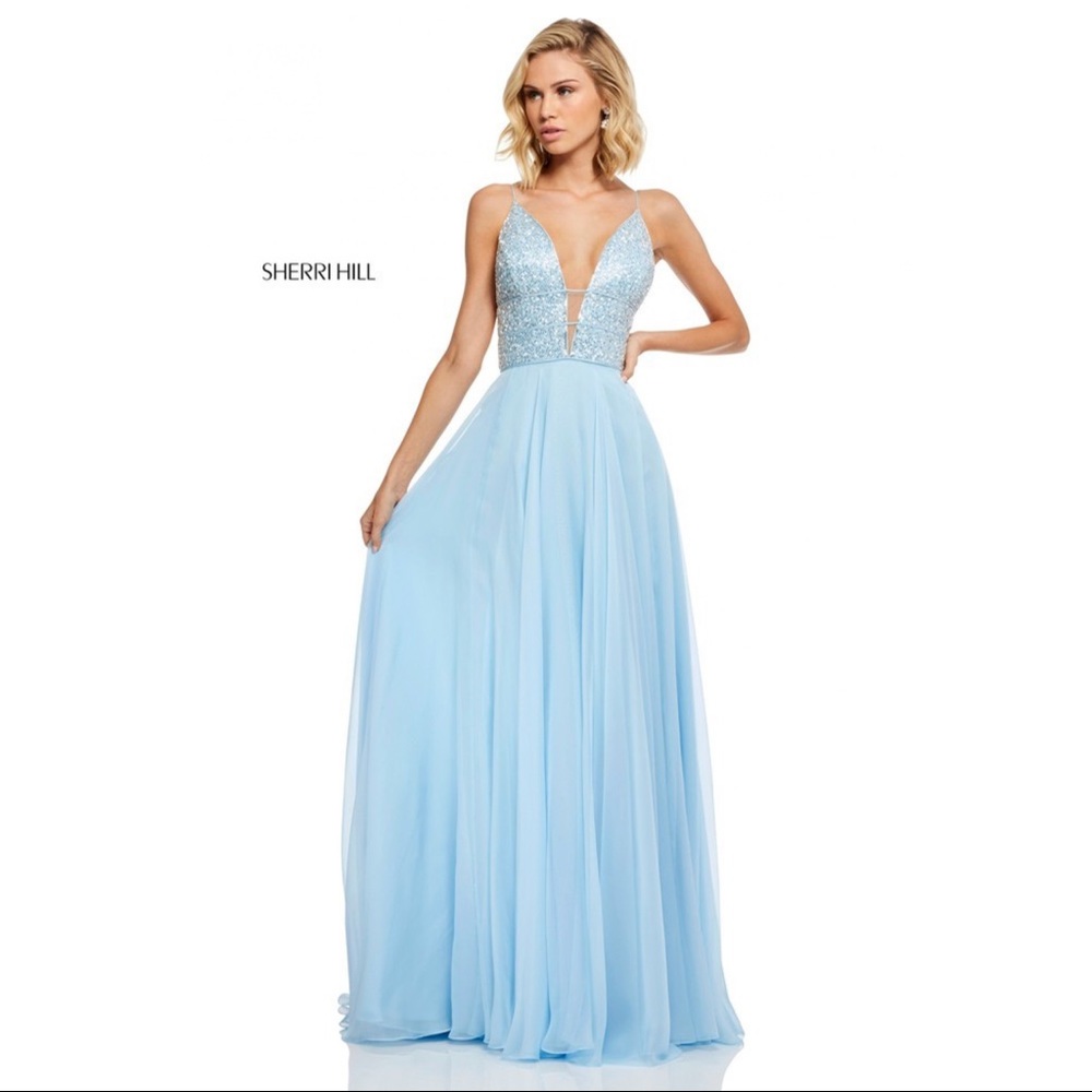 Sherri Hill style #52589 light blue. Size 00.